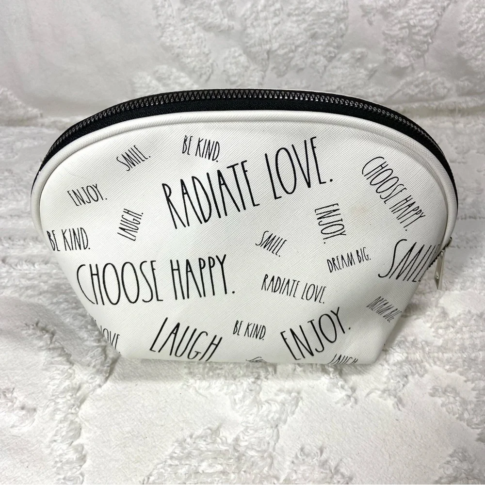 RAE DUNN Cosmetic Bag Black & White Full Print Sublimation Print Travel Organize